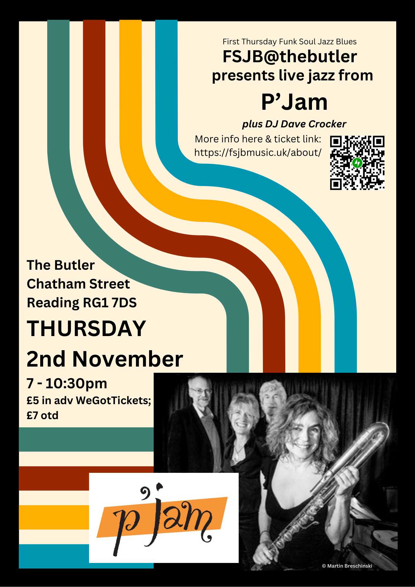Fsjb presents p jam the butler reading jazz in reading